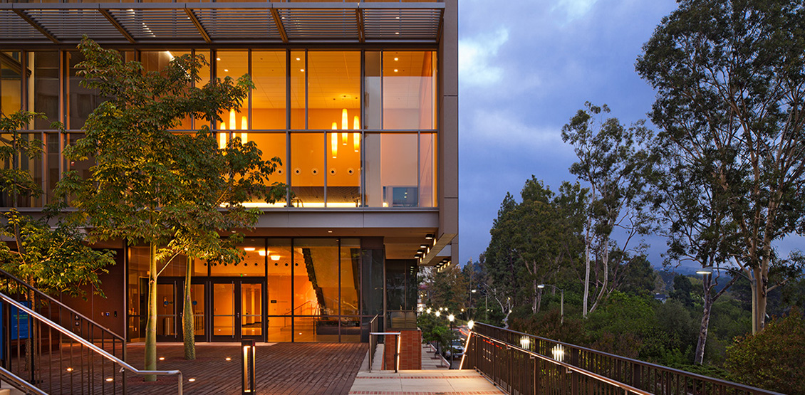 View of entrance and windows at Carnesale Commons